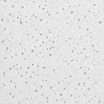 Engineered white quartz with uniform grey flecks